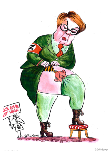 Sighed poster - caricature of Eleonora Mitrofanova by Hristo Komarnitsky